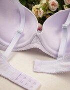  Sutien Alb cu Inserții din Dantelă și Efect Push Up Sellish