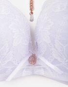  Sutien Alb Push Up Decorat cu Lanț cu Cristal Brinanna