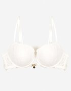  Sutien Alb Tip Push-up cu Dantelă și Bretele Duble Reglabile Emavina