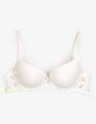  Sutien Bej deschis Cupă B Push-Up cu bretele reglabile decorat cu aplicație Alerisia