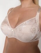  Sutien Bej deschis din Dantelă Full Cup cu Bretele Reglabile Dimela