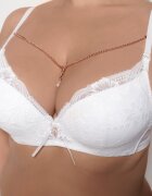  Sutien Bej Deschis Push-up Decorat cu lănțișor cu cristal Brinanna