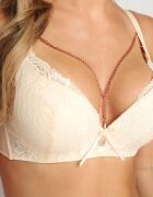  Sutien Bej Push Up Decorat cu lanț cu cristal Brinanna