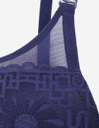  Sutien bleumarin decorat cu inserții transparente și dantelă Brannor