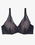  Sutien Bleumarin Din Dantelă Full Cup Cu Zirconii Decorative Pe Fundiță Nikoriana