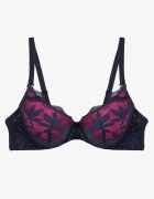  Sutien Bleumarin-Fucsia Tip Full Cup cu Dantelă Ellanis
