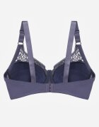  Sutien Bleumarin-Gri din dantelă cu întăritură și bretele reglabile Lurefia
