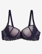  Sutien Bleumarin-roz din dantelă Push Up Bliffa