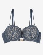  Sutien bleumarin Tip Push Up cu Dantelă și Bretele Duble Reglabile Emavina