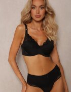  Sutien Clasic Negru Decorat cu Dantelă Terisa