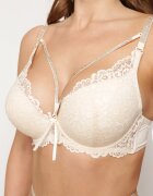  Sutien din dantelă bej deschis cu zirconii și efect Push-Up Ivantia