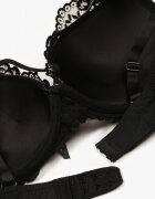  Sutien din dantelă Negru-Fuchsia cu Cirkonii și Efect Push-Up Ivantia