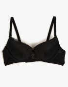  Sutien Elegant Negru Cupă C cu Dantelă și Închidere cu agățătoare Mairiel