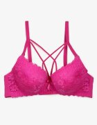  Sutien Fucsia din Dantelă model Full Cup cu Bretele Decorative la Decolteu Gamela