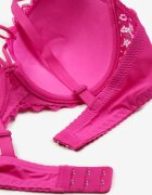  Sutien Fucsia din Dantelă model Full Cup cu Bretele Decorative la Decolteu Gamela