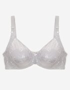  Sutien Gri deschis din Dantelă Full Cup cu Bretele Reglabile Dimela