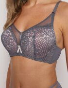  Sutien Gri-Roz Push-Up din Dantelă Decorat cu Aplicație Metalică Arissta