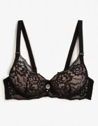  Sutien Negru-Bej cu Dantelă și Funcție Push Up Wifia