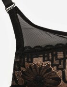  Sutien Negru-bej Decorat cu inserții transparente și Dantelă Brannor