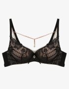  Sutien Negru-Bej Push Up Decorat cu lănțișor cu cristal Brinanna