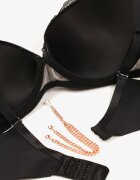  Sutien Negru-Bej Push Up Decorat cu lănțișor cu cristal Brinanna