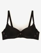  Sutien Negru Cupe B Push-up cu bretele reglabile Decorat cu aplicație Alerisia
