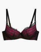  Sutien Negru-Fuchsia Dantelat cu efect Push-Up Dimettra