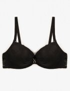  Sutien Negru Push-up cu Dantelă și Decor Metalic Norirae