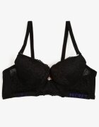  Sutien Negru Push-Up Decorat cu Dantelă și Inscripții cu Paiete Elisei