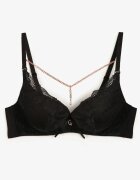  Sutien Negru Push Up Decorat cu lanț și cristal Brinanna