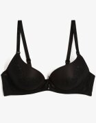  Sutien Negru Push-up Decorat cu Model Floral și cu Fundă Amaril