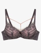  Sutien Push Up Gri-Roz Decorat cu Lanț cu un Cristal Brinanna