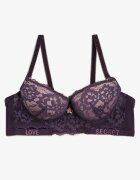  Sutien Push-Up violet decorat cu dantelă și inscripții cu paiete Elisei