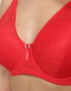  Sutien roșu din dantelă full cup cu zirconii decorative pe fundiță Nikoriana