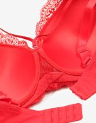  Sutien Roșu Full Cup cu Dantelă Zirconii și Bandă Decorativă pe Bretele Reglabile Vladia