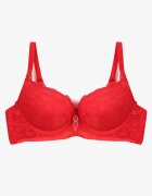  Sutien Roșu Push-up Decorat cu Dantelă Temirenna