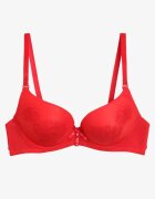  Sutien Roșu Push Up Decorat cu Model Floral și Fundiță Amaril