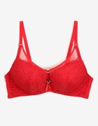  Sutien Roșu Push-up din Dantelă Decorat cu Aplicație Metalică Arissta