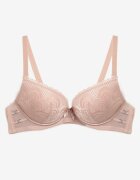  Sutien Roz din Dantelă Tip Push-Up cu Cupe Întărite și Decorațiuni Ellalli