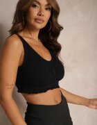  Sutien Sportiv Negru Finisat cu drapaj cu Cupe Detașabile Nevetisha