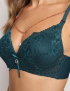  Sutien Verde închis Push-up Decorat cu lănțișor și cristal Brinanna