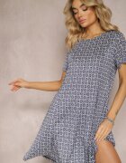 sweet&girl Rochie Albastră Evazată cu model ornamental din viscoză Oflia