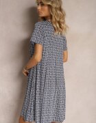 sweet&girl Rochie Albastră Evazată cu model ornamental din viscoză Oflia