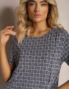 sweet&girl Rochie Albastră Evazată cu model ornamental din viscoză Oflia