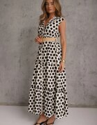 sweet&girl Rochie cămașă din bumbac cu model neregulat în puncte și curea Nonevis Bej deschis