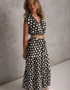 sweet&girl Rochie cămașă din bumbac cu model neregulat în puncte și curea Nonevis Neagră