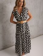 sweet&girl Rochie cămașă din bumbac cu model neregulat în puncte și curea Nonevis Neagră