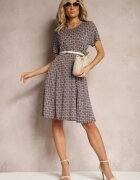 sweet&girl Rochie Cloș Negru-Bordo cu Model Ornamental din Viscoză Oflia