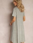 sweet&girl Rochie Evazată Verde-Bej cu model ornamental din viscoză Oflia