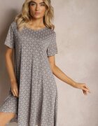 sweet&girl Rochie Mini Albastru-Bej din Vâscoză cu Poale Evazate Lontassa